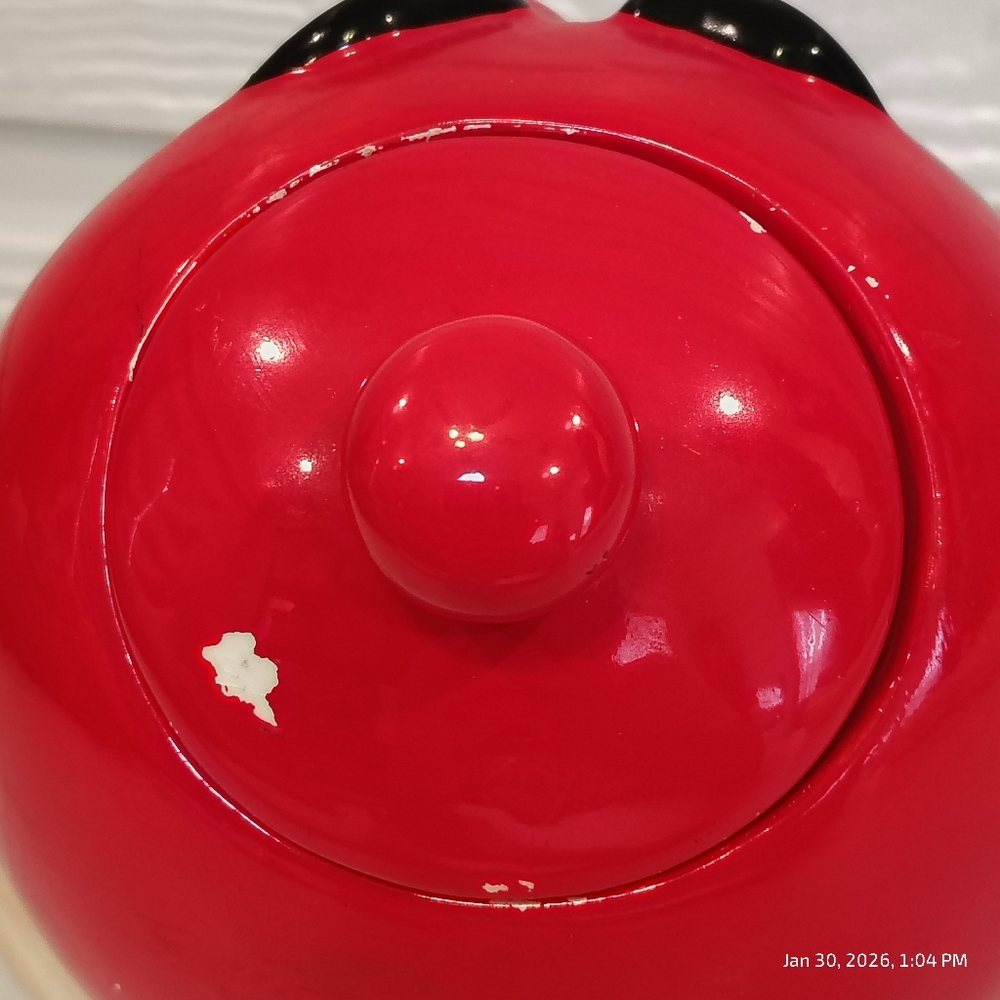 Galerie 2002 Red M&M Cookie Jar Ceramic Red Jar Mars Collectible Kitchen Decor - Picture 4 of 7
